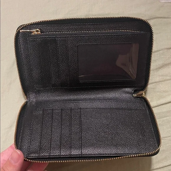 Coach Black Textured Leather Zip Wallet - Picture 3 of 4